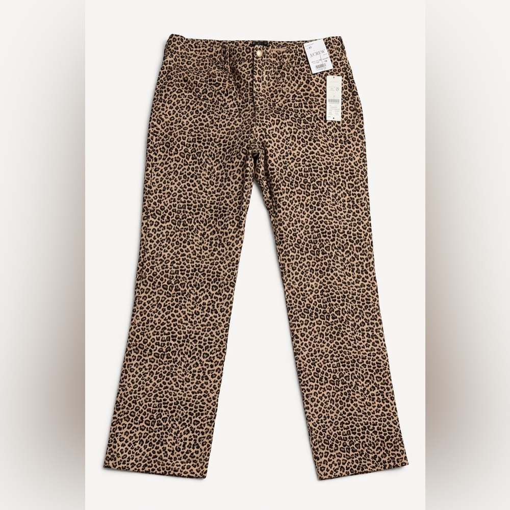 J.Crew Leopard Print Pants Size 32 Straight NWT Animal Print Statement Pants